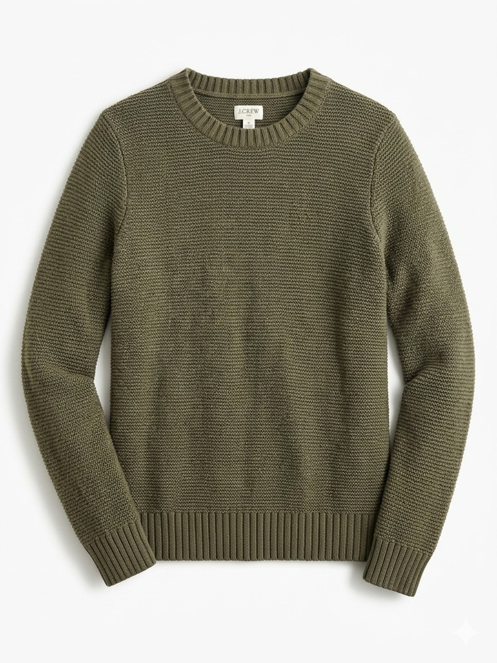 J. Crew Olive Green Textured Crewneck Sweater